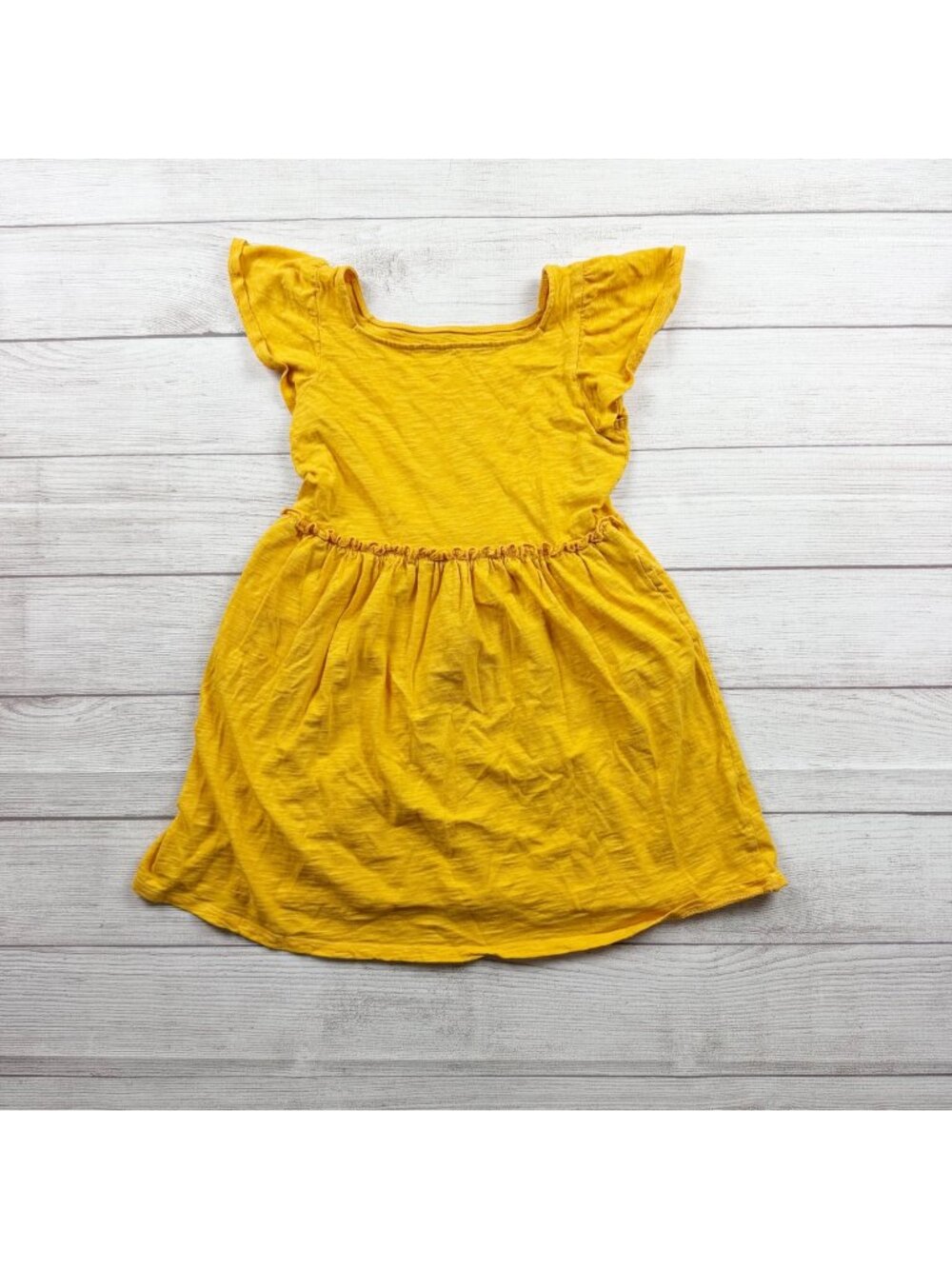 Cat & Jack Yellow Ruffle Sleeve Cotton Dress Lightweight Girls M 7-8